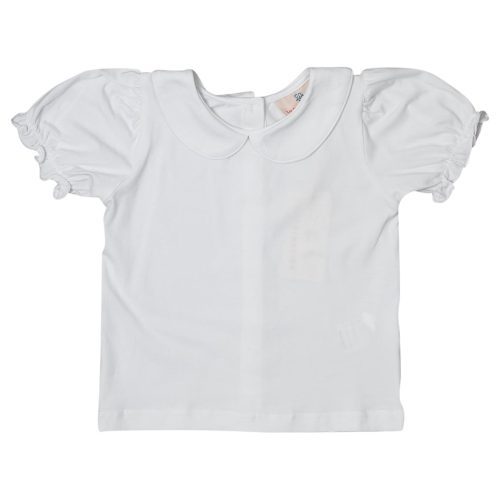 White Knit Girls Short Sleeve Shirt