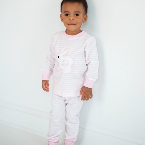 bunnyappliuqepinkstripedknitloungewear 5311model mwn