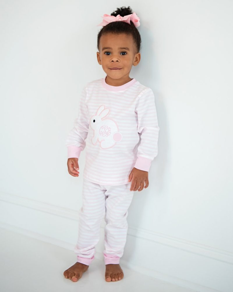 bunnyappliuqepinkstripedknitloungewear 5311model mwn